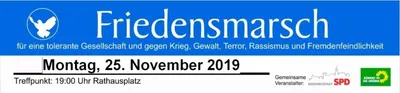 Einladung zum Friedensmarsch am 25.10.2019 „Für eine tolerante Gesellschaft und gegen Krieg, Gewalt, Terror Rassismus und Fremdenfeindlichkeit“