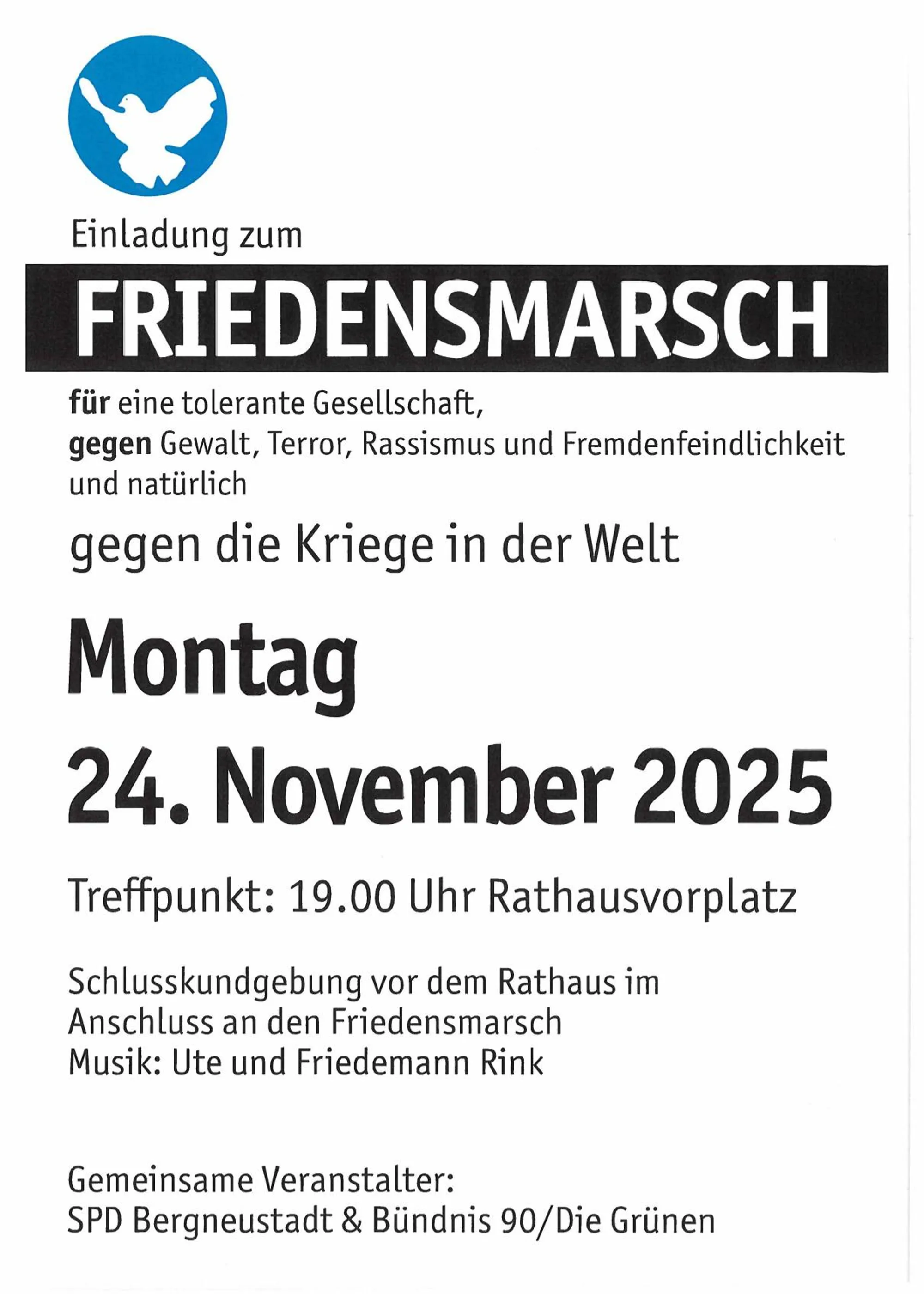 Einladung zum Friedensmarsch